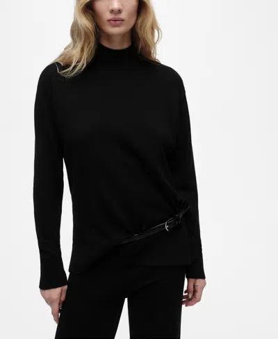 Mango Women's Perkins Neck Knitted Sweater In Black