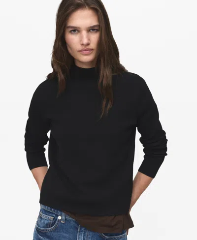 Mango Women's Perkins Neck Knitted Sweater In Black