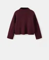 Mango Mock Neck Sweater In Burgundy