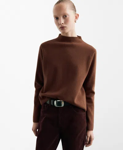 Mango Women's Perkins Neck Knitted Sweater In Caramel