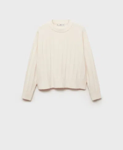 Mango Women's Perkins-neck Knitted Sweater In Ecru