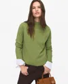 Mango Knitted Sweater With Perkins Neck In Green