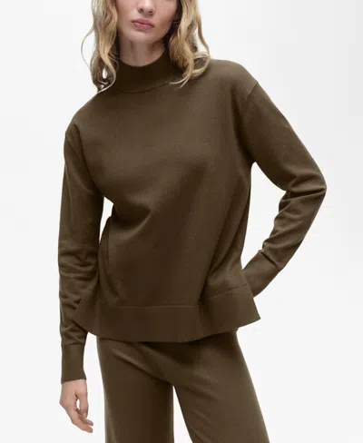 Mango Women's Perkins Neck Knitted Sweater In Khaki