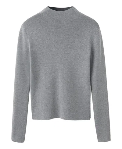 Mango Women's Perkins Neck Knitted Sweater In Medium Heather Grey