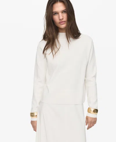 Mango Women's Perkins Neck Knitted Sweater In White