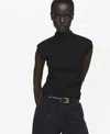 Mango Perkins Knit Sleeveless Top In Black