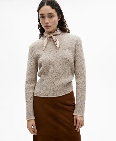Mango Women's Perkins-neck Rib-knit Sweater In Light,pastel Grey