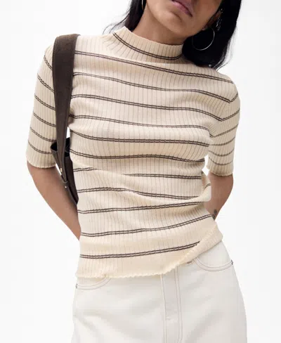 MANGO WOMEN'S PERKINS NECK RIB-KNIT SWEATER