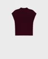 Mango Perkins Mock Neck Short Sleeve Sweater In Maroon