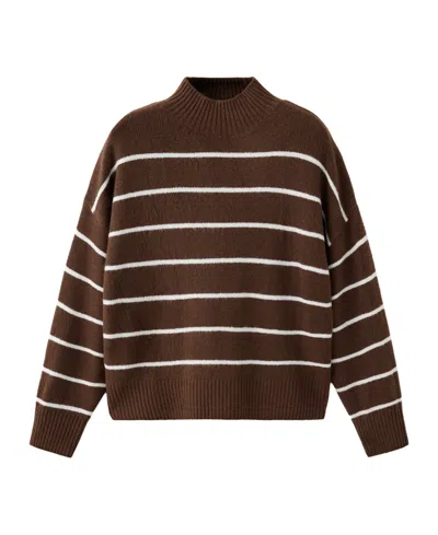 Mango Women's Perkins Neck Striped Sweater In Brown