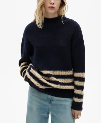 MANGO WOMEN'S PERKINS NECK STRIPED SWEATER