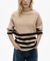 Mango Perkins-neck Striped Sweater Ecru
