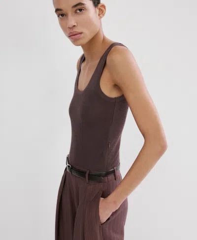 Mango Women's Pinstripe Combination Jumpsuit In Burgundy