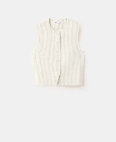 Mango Women's Pinstripe Open-back Vest In White