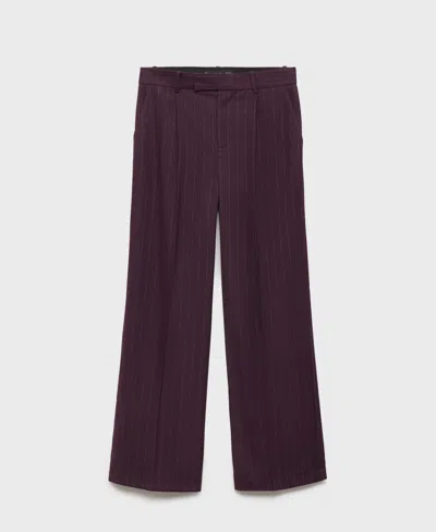 Mango Women's Pinstripe Pleated Pants In Wine