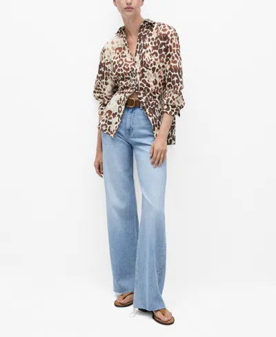 Mango Women's Pinstripe Button Up In Ecru