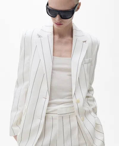 MANGO WOMEN'S PINSTRIPE SUIT JACKET