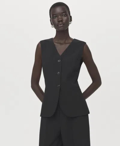 Mango Women's Pinstripe Suit-style Jumpsuit In Black