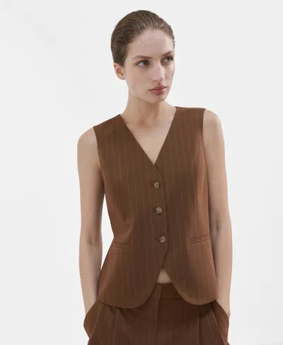 Mango Women's Pinstriped Suit Vest In Brown