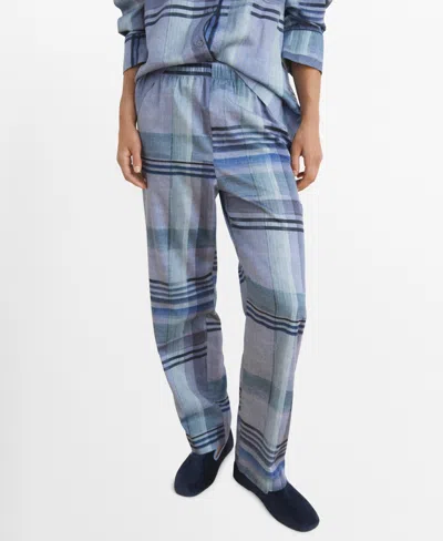 MANGO WOMEN'S PIPING DETAIL PRINTED PAJAMA PANTS