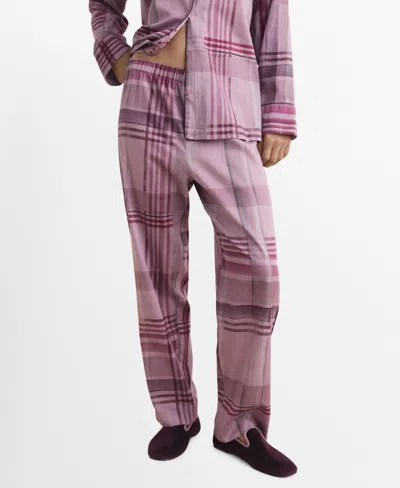 MANGO WOMEN'S PIPING DETAIL PRINTED PAJAMA PANTS