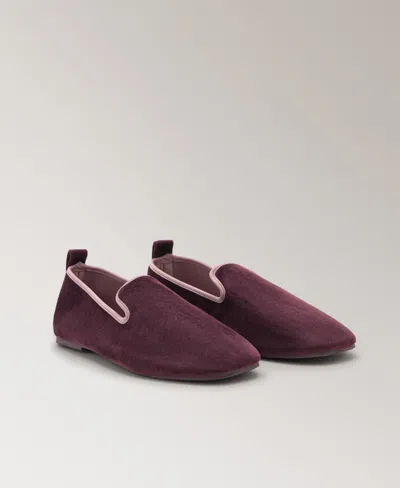 MANGO WOMEN'S PIPING DETAIL VELOUR SLIPPERS