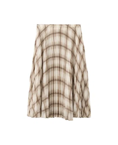 Mango Women's Plaid Pleated Midi Skirt In Brown