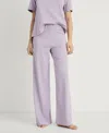 Mango Cotton Wide Leg Pajama Pants In Purple