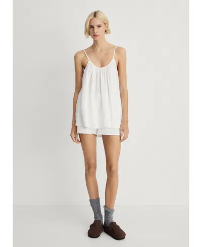Mango Women's Plain Cotton Spaghetti Strap Pajama Top