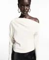 Mango Asymmetrical Modal Top Ecru In Ecru