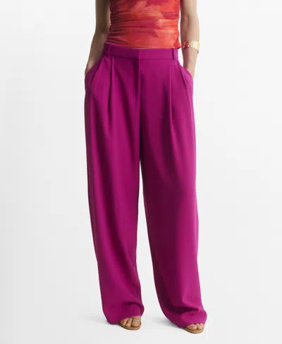 Mango Women's Pleat Detail Pants In Pink