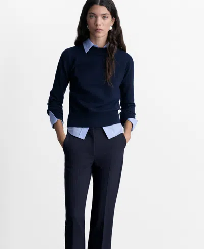 Mango Women's Pleat Straight Trousers In Dark Navy