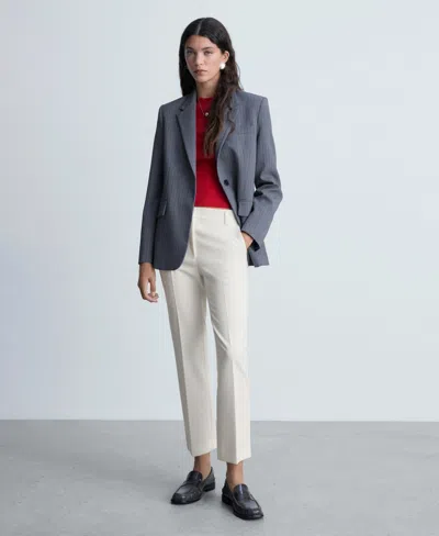 Mango Women's Pleat Straight Trousers In White