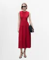 Mango Straight Panel Dress With Darts Maroon