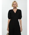 Mango Women's Pleated A-line Dress In Black