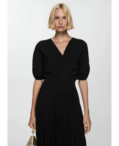 Mango Women's Pleated A-line Dress In Black