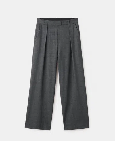 MANGO WOMEN'S PLEATED CHECK-PRINT SUIT TROUSERS