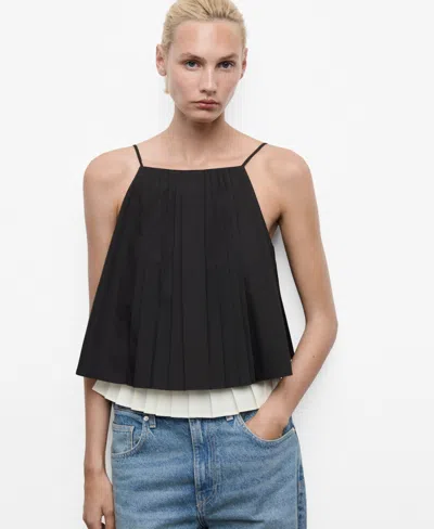 Mango Pleated Combined Top Black