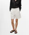 Mango Dart Bermuda Denim Shorts In White