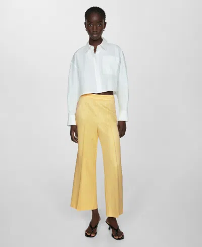 Mango Women's Pleated Detail Flare Pants In Yellow
