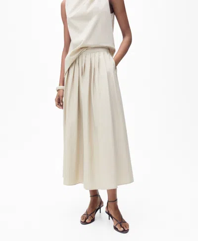 Mango Women's Pleated Detail Flared Skirt In Ivory White