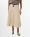 Mango Pleated Flared Midi Skirt In Brown