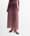 Mango Pleated Flared Skirt Light/pastel Purple
