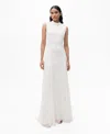 Mango Lace Godet Sleeveless Gown In White