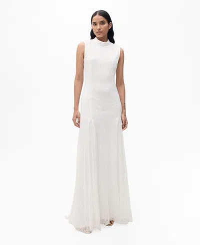 MANGO WOMEN'S PLEATED LACE DRESS