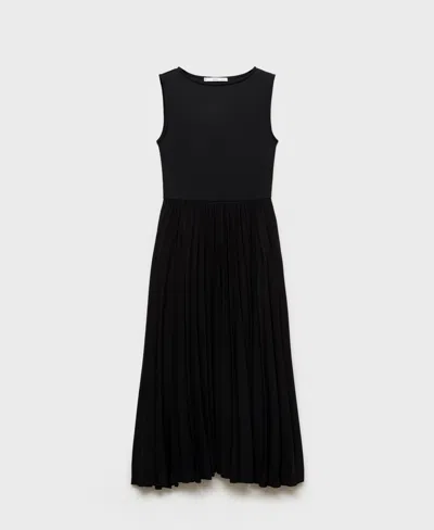 Mango Women's Pleated Long Dress In Black