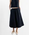 Mango Cotton Midi Skirt In Blue