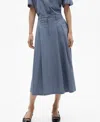 Mango Pleated Midi Skirt In Blue