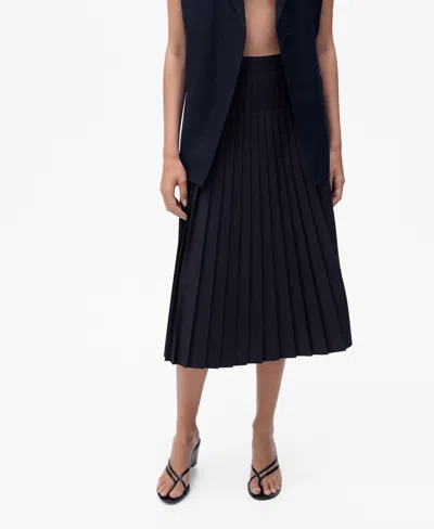 Mango Women's Pleated Midi Skirt In Blue