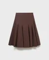 Mango Pleat Midi Skirt In Brown